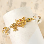 Buddha Stones Fox Cross Charm White Crystal Beaded Protection Bracelet - Fortune Jewel
