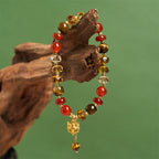 Fortune Jewel Red Agate Tiger Eye Fox Charm Calm Beaded Bracelet - Fortune Jewel