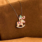 Fortune Jewel Colorful Year Of The Horse 24k Gold Plated Copper Necklace Pendant