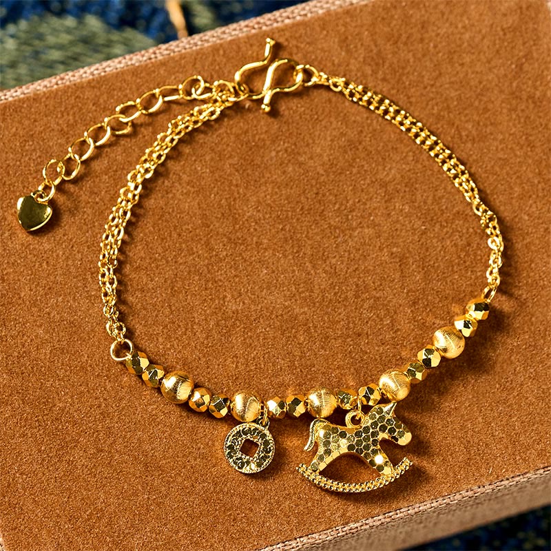Fortune Jewel Chinese Zodiac Year Of The Horse 24k Gold Plated Copper Coin Luck Bracelet - Fortune Jewel