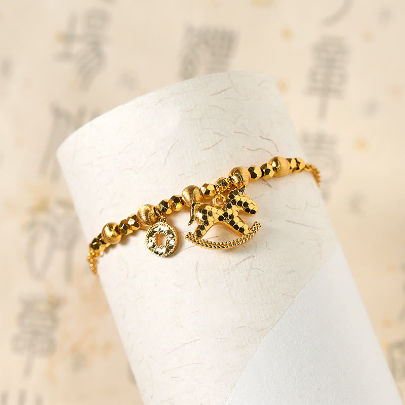 Fortune Jewel Chinese Zodiac Year Of The Horse 24k Gold Plated Copper Coin Luck Bracelet - Fortune Jewel
