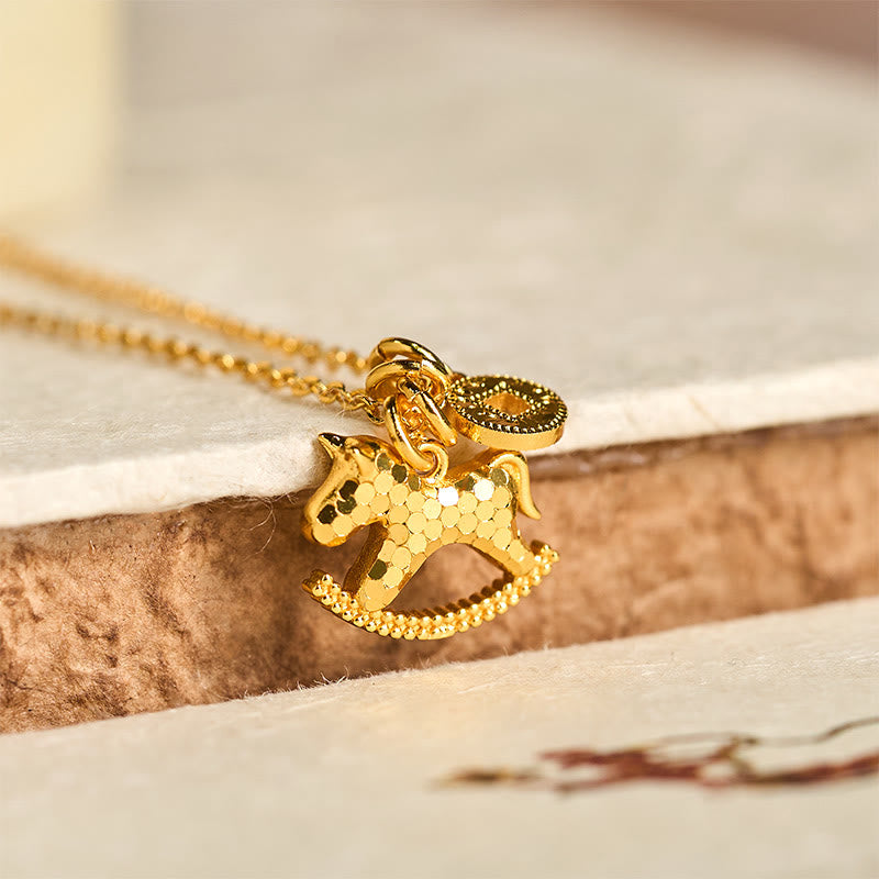 Fortune Jewel Year Of The Horse 24k Gold Plated Copper Coin Necklace Pendant - Fortune Jewel
