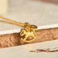 Fortune Jewel Year Of The Horse 24k Gold Plated Copper Coin Necklace Pendant - Fortune Jewel