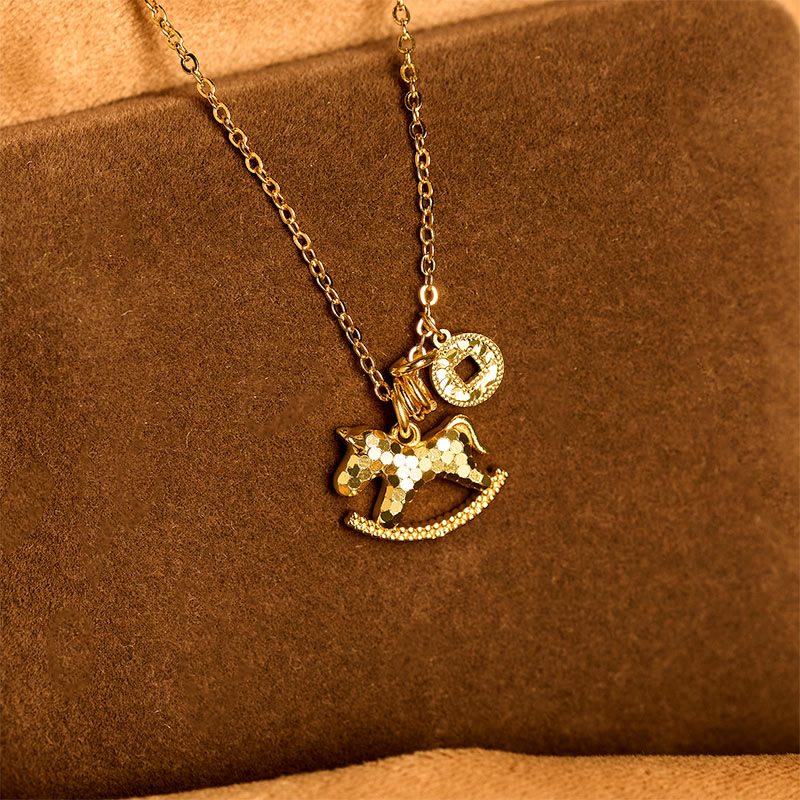 Fortune Jewel Year Of The Horse 24k Gold Plated Copper Coin Necklace Pendant - Fortune Jewel