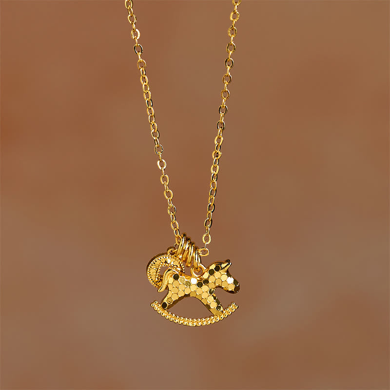 Fortune Jewel Year Of The Horse 24k Gold Plated Copper Coin Necklace Pendant - Fortune Jewel