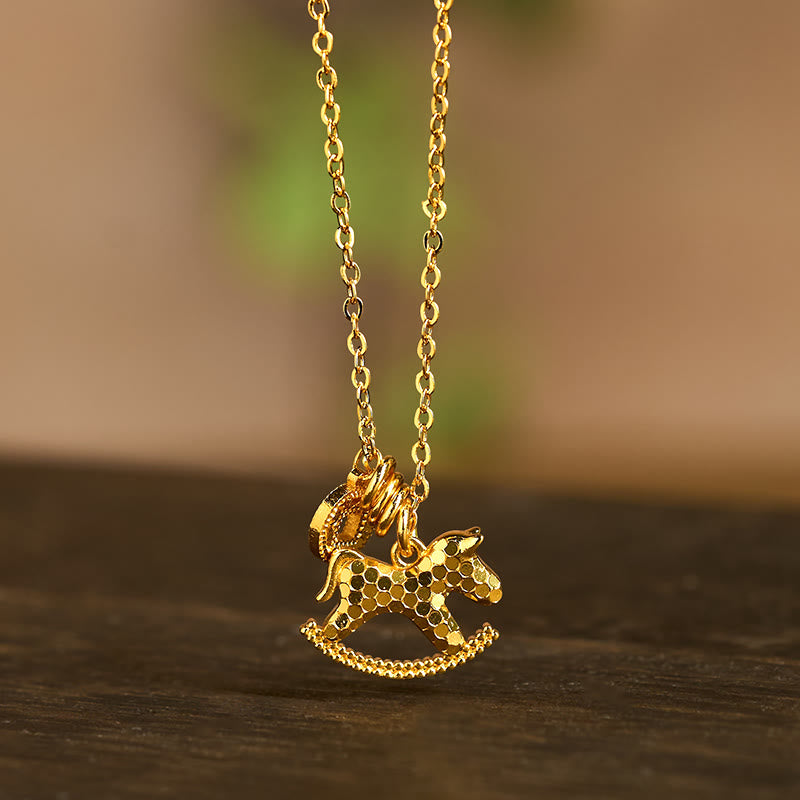 Fortune Jewel Year Of The Horse 24k Gold Plated Copper Coin Necklace Pendant - Fortune Jewel