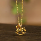 Fortune Jewel Year Of The Horse 24k Gold Plated Copper Coin Necklace Pendant - Fortune Jewel