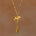 Fortune Jewel Year Of The Horse 24k Gold Plated Copper Peaceful Necklace Pendant - Fortune Jewel