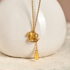 Fortune Jewel Year Of The Horse 24k Gold Plated Copper Peaceful Necklace Pendant - Fortune Jewel