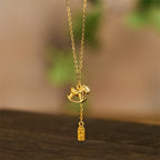 Fortune Jewel Year Of The Horse 24k Gold Plated Copper Peaceful Necklace Pendant - Fortune Jewel