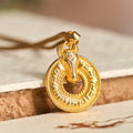 Fortune Jewel Year Of The Horse Peace Buckle Fu Character Gold Plated Copper Energy Necklace Pendant - Fortune Jewel
