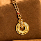 Fortune Jewel Year Of The Horse Peace Buckle Fu Character Gold Plated Copper Energy Necklace Pendant - Fortune Jewel
