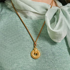 Fortune Jewel Year Of The Horse Peace Buckle Fu Character Gold Plated Copper Energy Necklace Pendant - Fortune Jewel