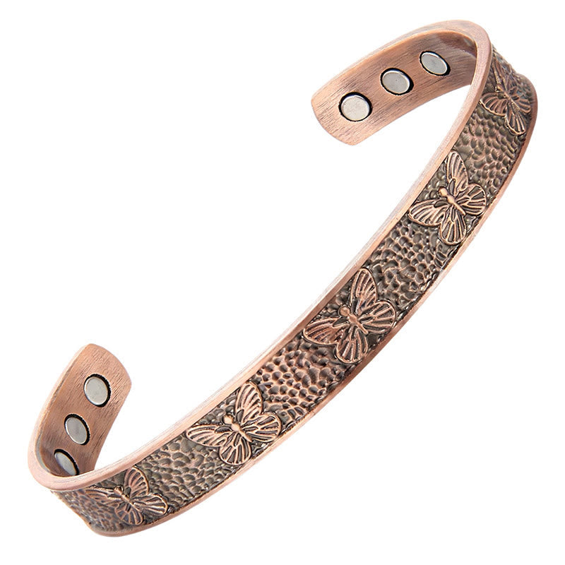 Fortune Jewel Copper Open Butterfly Balance Self Care Adjustable Cuff Bracelet Bangle - Fortune Jewel