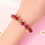 Fortune Jewel 8mm South Red Agate Beads Heart Braided String Success Bracelet - Fortune Jewel