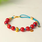 Fortune Jewel 8mm South Red Agate Beads Heart Braided String Success Bracelet - Fortune Jewel