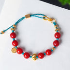 Fortune Jewel 8mm South Red Agate Beads Heart Braided String Success Bracelet - Fortune Jewel