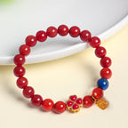 Fortune Jewel Four Leaf Clover Flower Gourd South Red Agate White Agate Positive Beaded Bracelet - Fortune Jewel