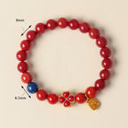 Fortune Jewel Four Leaf Clover Flower Gourd South Red Agate White Agate Positive Beaded Bracelet - Fortune Jewel