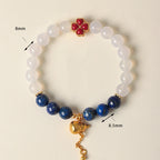 Fortune Jewel Four Leaf Clover Flower Gourd South Red Agate White Agate Positive Beaded Bracelet - Fortune Jewel