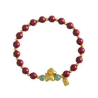 Buddha Stones Chinese Zodiac Year of the Horse Fu Character Cinnabar Hetian Jade Blessing Bracelet - Fortune Jewel