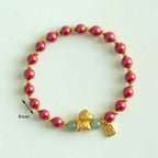 Buddha Stones Chinese Zodiac Year of the Horse Fu Character Cinnabar Hetian Jade Blessing Bracelet - Fortune Jewel