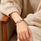 Fortune Jewel Natural Heart Charm Pink Crystal Braided String Warmth Bracelet - Fortune Jewel