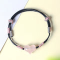 Fortune Jewel Natural Heart Charm Pink Crystal Braided String Warmth Bracelet - Fortune Jewel