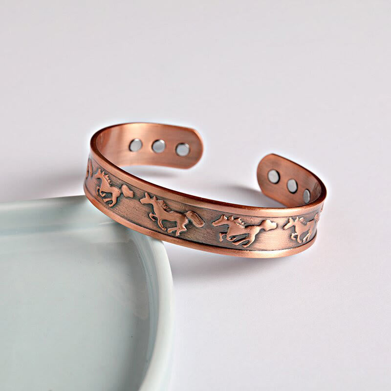 Fortune Jewel Year Of The Horse Copper Open Self Care Cuff Bracelet Bangle - Fortune Jewel
