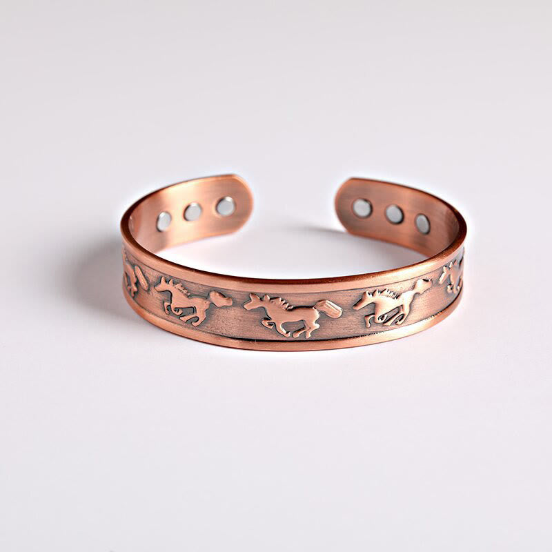 Fortune Jewel Year Of The Horse Copper Open Self Care Cuff Bracelet Bangle - Fortune Jewel