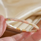 Fortune Jewel Copper Handmade Enamel Flower Open Luck Bracelet Bangle - Fortune Jewel