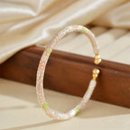 Fortune Jewel Copper Handmade Enamel Flower Open Luck Bracelet Bangle - Fortune Jewel