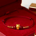 Fortune Jewel 999 Sterling Silver Year of the Horse Fu Character Red String Cinnabar Luck Bracelet - Fortune Jewel