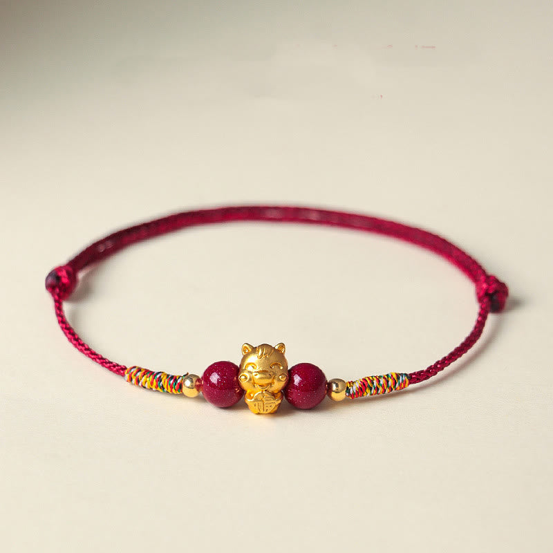 Fortune Jewel 999 Sterling Silver Year of the Horse Fu Character Red String Cinnabar Luck Bracelet - Fortune Jewel