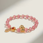 Fortune Jewel Year Of The Horse Strawberry Quartz Citrine Red Agate Pink Crystal Love Bracelet - Fortune Jewel