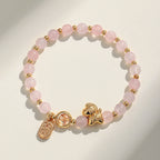 Fortune Jewel Year Of The Horse Strawberry Quartz Citrine Red Agate Pink Crystal Love Bracelet - Fortune Jewel