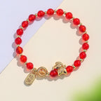Fortune Jewel Year Of The Horse Strawberry Quartz Citrine Red Agate Pink Crystal Love Bracelet - Fortune Jewel