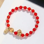 Fortune Jewel Year Of The Horse Strawberry Quartz Citrine Red Agate Pink Crystal Love Bracelet - Fortune Jewel