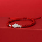 Fortune Jewel 999 Sterling Silver Koi Fish Design 990 Sterling Silver Bead Red String Luck Bracelet - Fortune Jewel