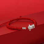 Fortune Jewel 999 Sterling Silver Koi Fish Design 990 Sterling Silver Bead Red String Luck Bracelet - Fortune Jewel