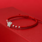 Fortune Jewel 999 Sterling Silver Lotus Symbol 990 Sterling Silver Bead Red String Luck Bracelet - Fortune Jewel