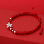 Fortune Jewel 999 Sterling Silver Lotus Symbol 990 Sterling Silver Bead Red String Luck Bracelet - Fortune Jewel