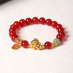 Fortune Jewel Year Of The Horse Hetian Jade Black Obsidian Red Agate Strength Bracelet - Fortune Jewel