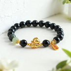 Fortune Jewel Year Of The Horse Hetian Jade Black Obsidian Red Agate Strength Bracelet - Fortune Jewel
