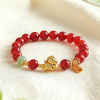 Fortune Jewel Year Of The Horse Hetian Jade Black Obsidian Red Agate Strength Bracelet - Fortune Jewel