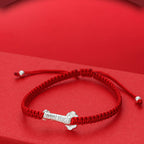 Fortune Jewel 999 Sterling Silver Ruyi Fu Character Luck Red String Connection Braided Bracelet - Fortune Jewel