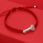 Fortune Jewel 999 Sterling Silver Ruyi Fu Character Luck Red String Connection Braided Bracelet - Fortune Jewel