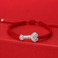 Fortune Jewel 999 Sterling Silver Ruyi Fu Character Luck Red String Connection Braided Bracelet - Fortune Jewel