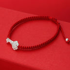 Fortune Jewel 999 Sterling Silver Ruyi Fu Character Luck Red String Connection Braided Bracelet - Fortune Jewel