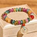 Buddha Stones Peace Buckle Tourmaline Chalcedony Love Bracelet - Fortune Jewel
